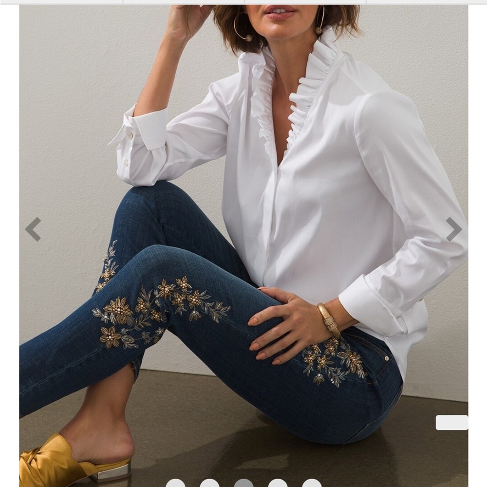 Girlfriend Beaded Leg Ankle Jeans Size 2R